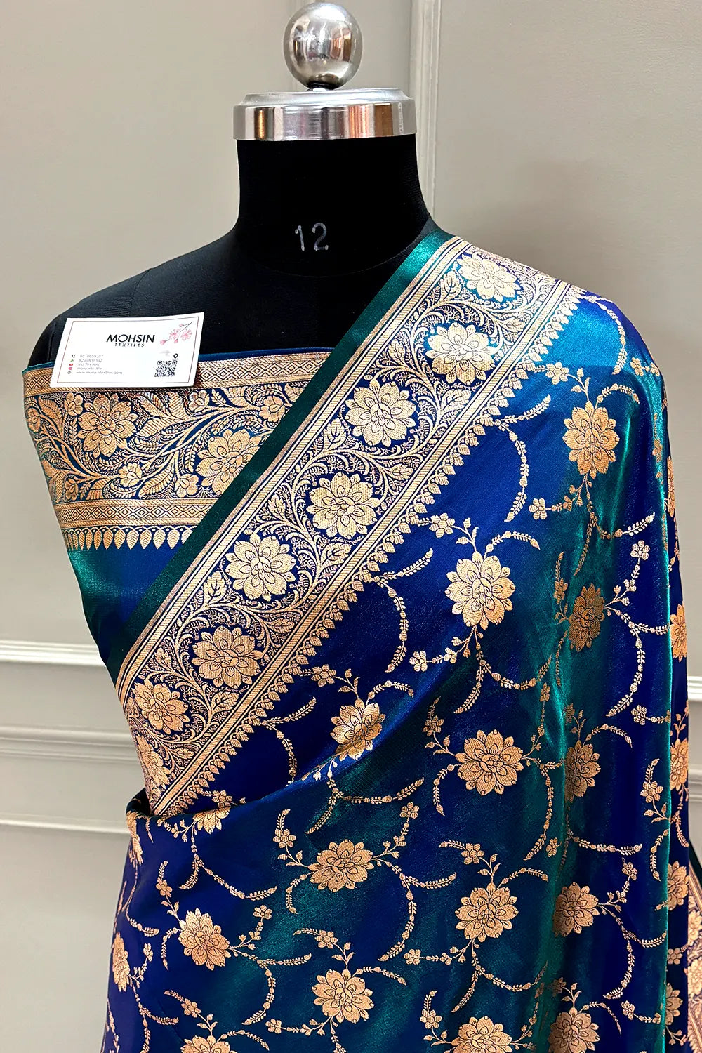 Peacock Blue Zari Katan Silk Banarasi Saree