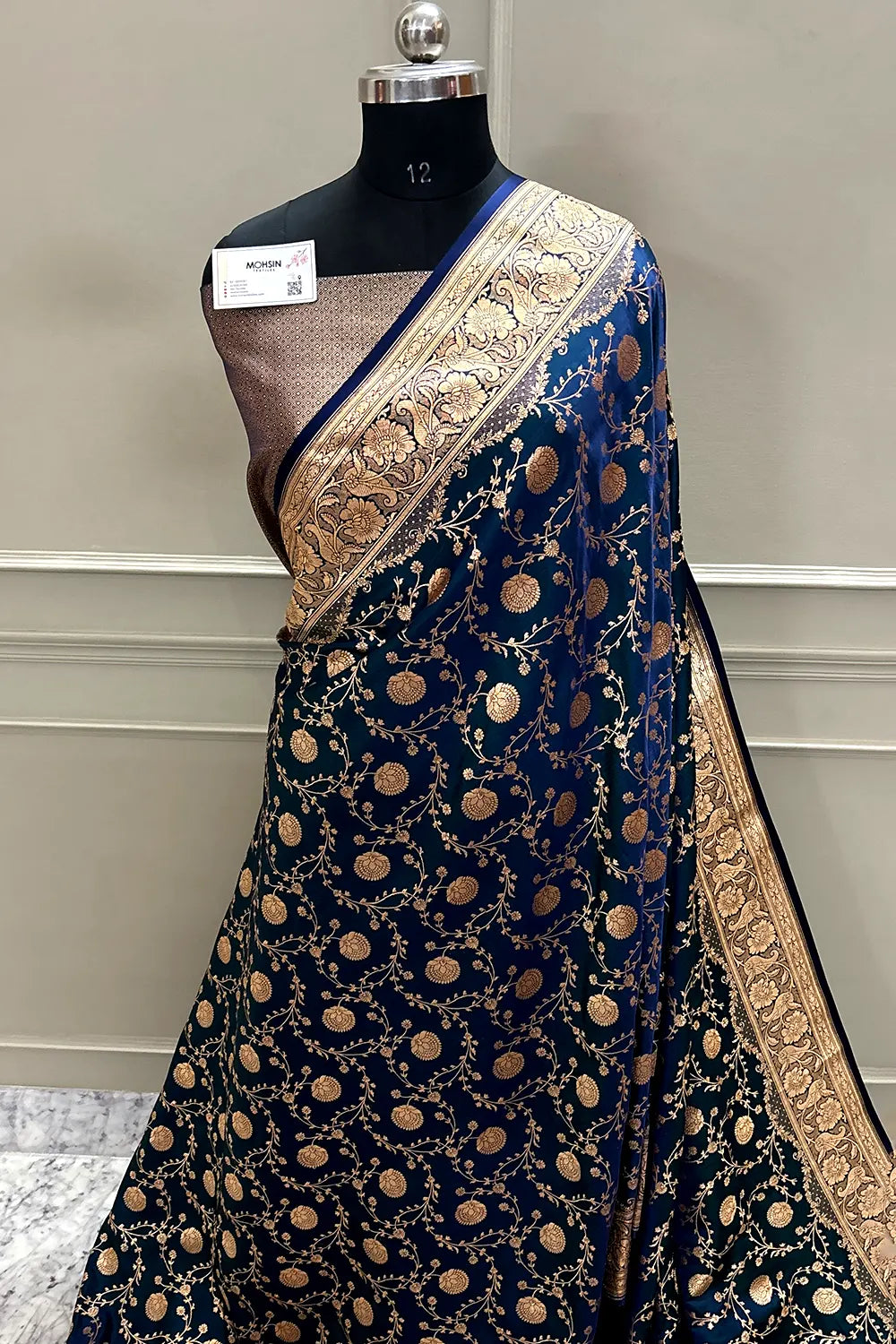 Firozi Suhani Jaal Katan Mashru Silk Banarasi Saree