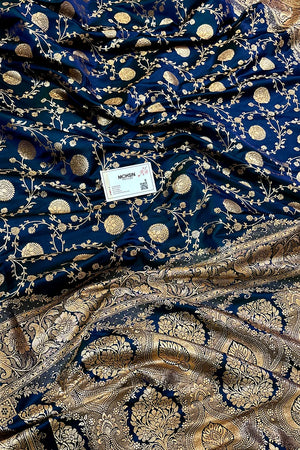 Firozi Suhani Jaal Katan Mashru Silk Banarasi Saree
