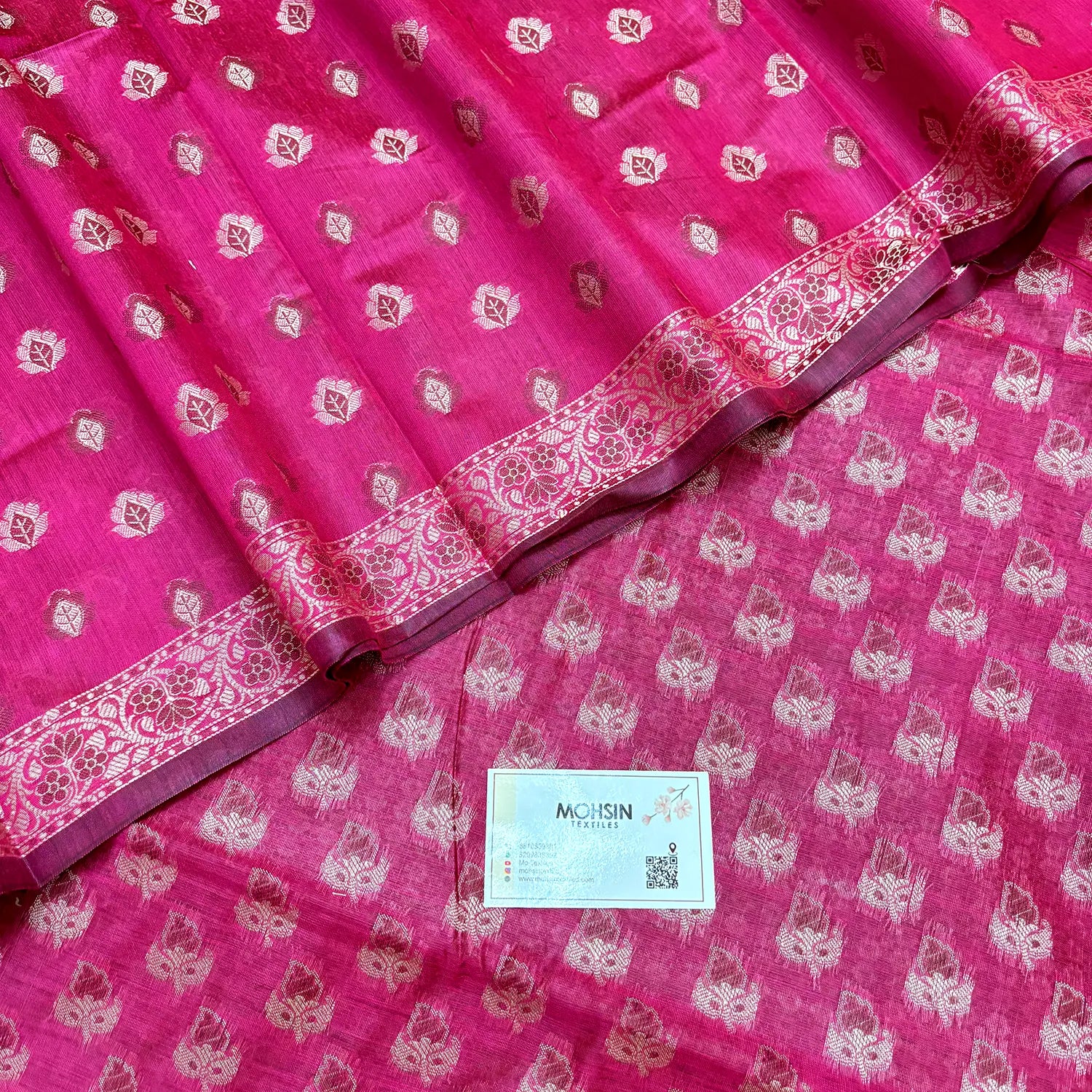 Pink Angoori Buti Cotton Silk Banarasi Suit