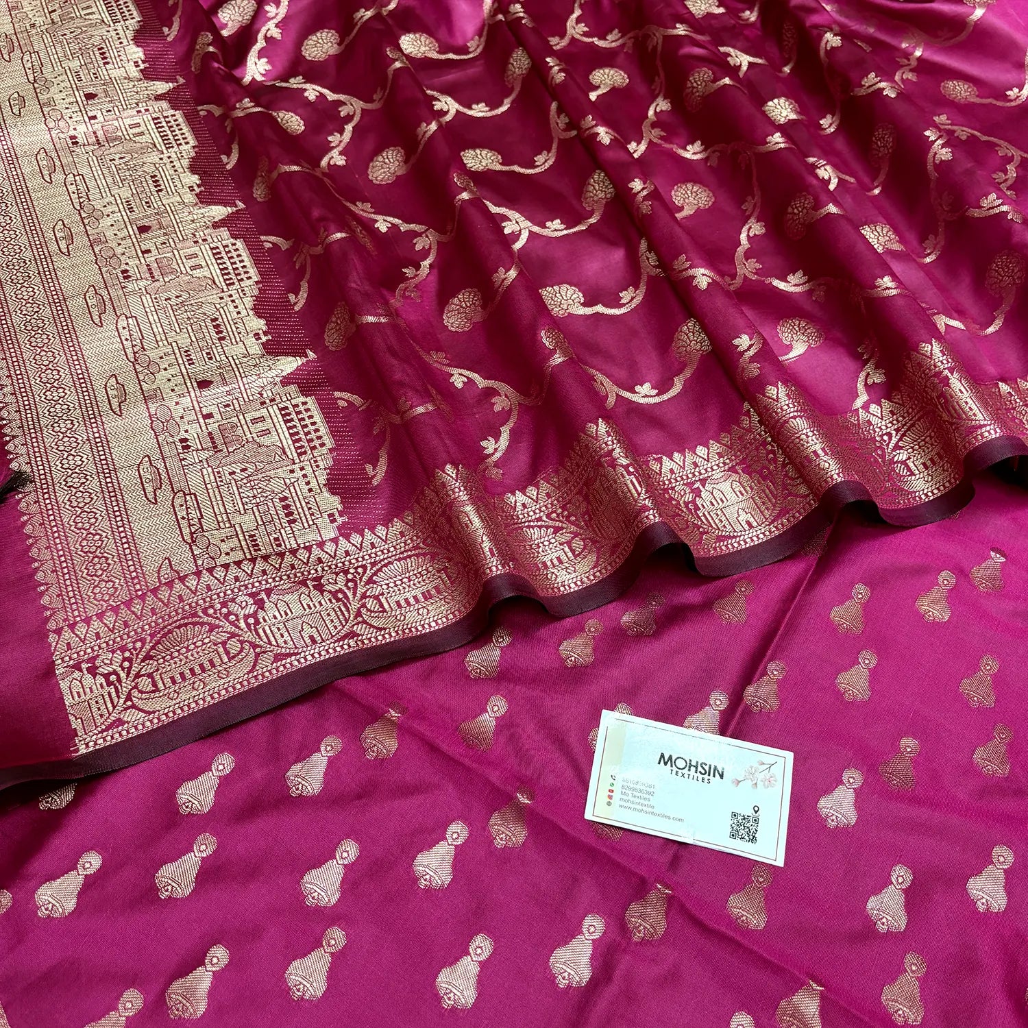 Pink Assi Ghat Aarti Semi Katan Silk Banarasi Suit