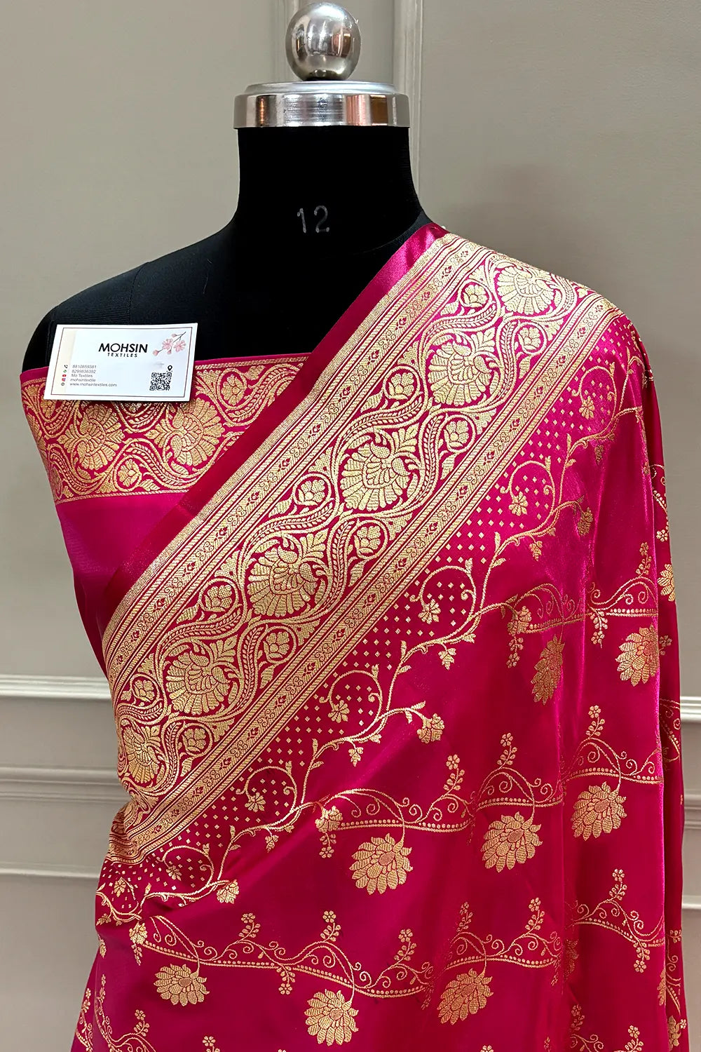 Pink Bhawar Jaal Satin Silk Banarasi Saree