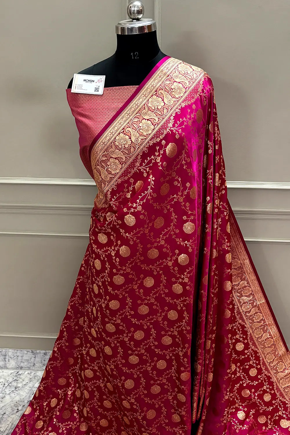 Pink Suhani Jaal Katan Mashru Silk Banarasi Saree