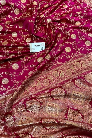 Pink Suhani Jaal Katan Mashru Silk Banarasi Saree