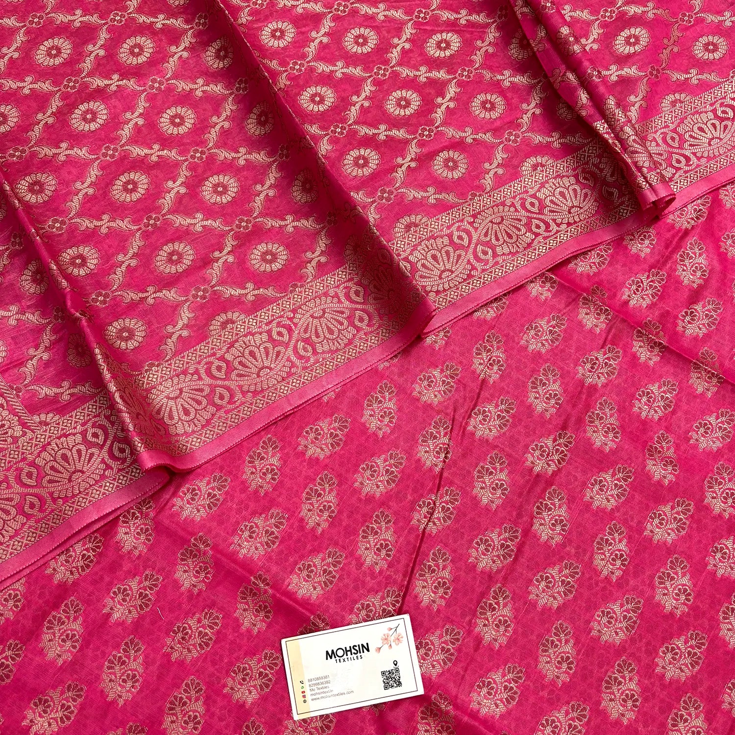 Pink Resham Cotton Silk Banarasi Suit