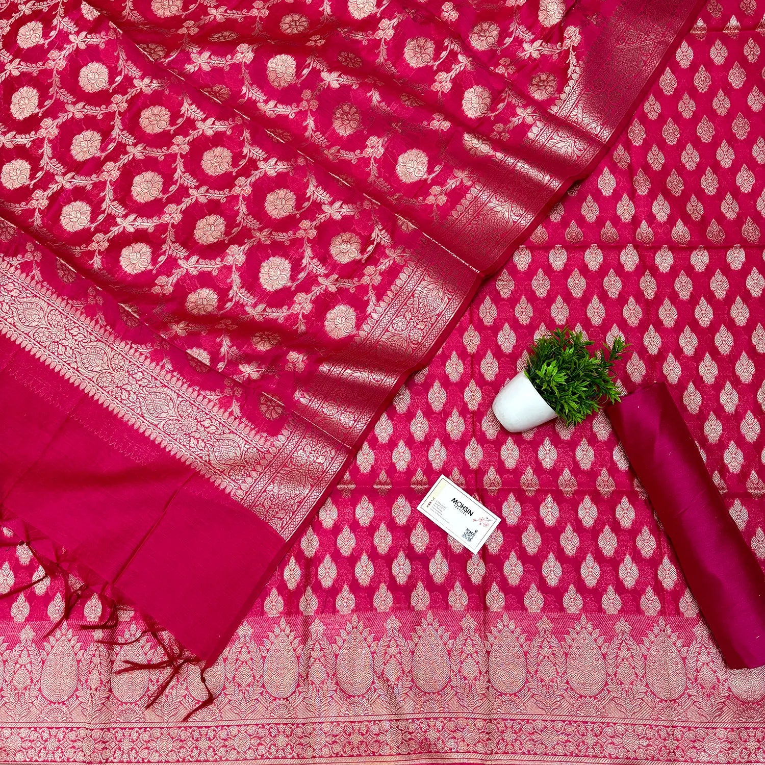 Pink Dracula Buta Banarasi Silk Suit