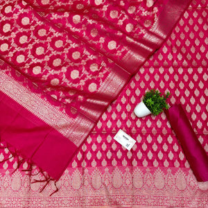 Pink Dracula Buta Banarasi Silk Suit
