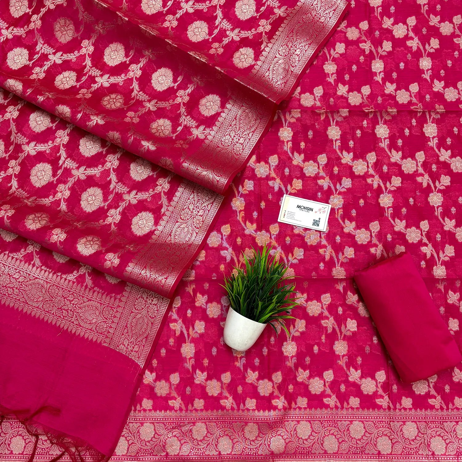 Pink Dracula Jaal Banarasi Silk Suit