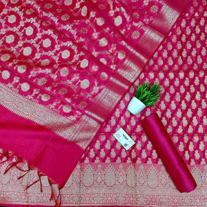Pink Dracula Paisley Banarasi Silk Suit