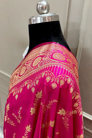 Pink Floranza Katan Silk Banarasi Saree