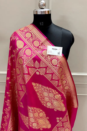 Pink Floranza Katan Silk Banarasi Saree