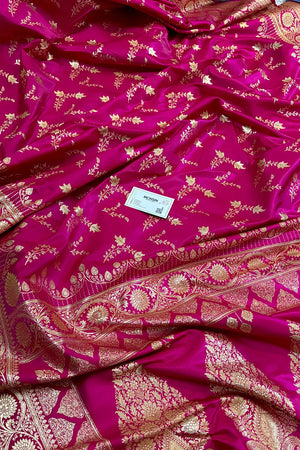 Pink Floranza Katan Silk Banarasi Saree