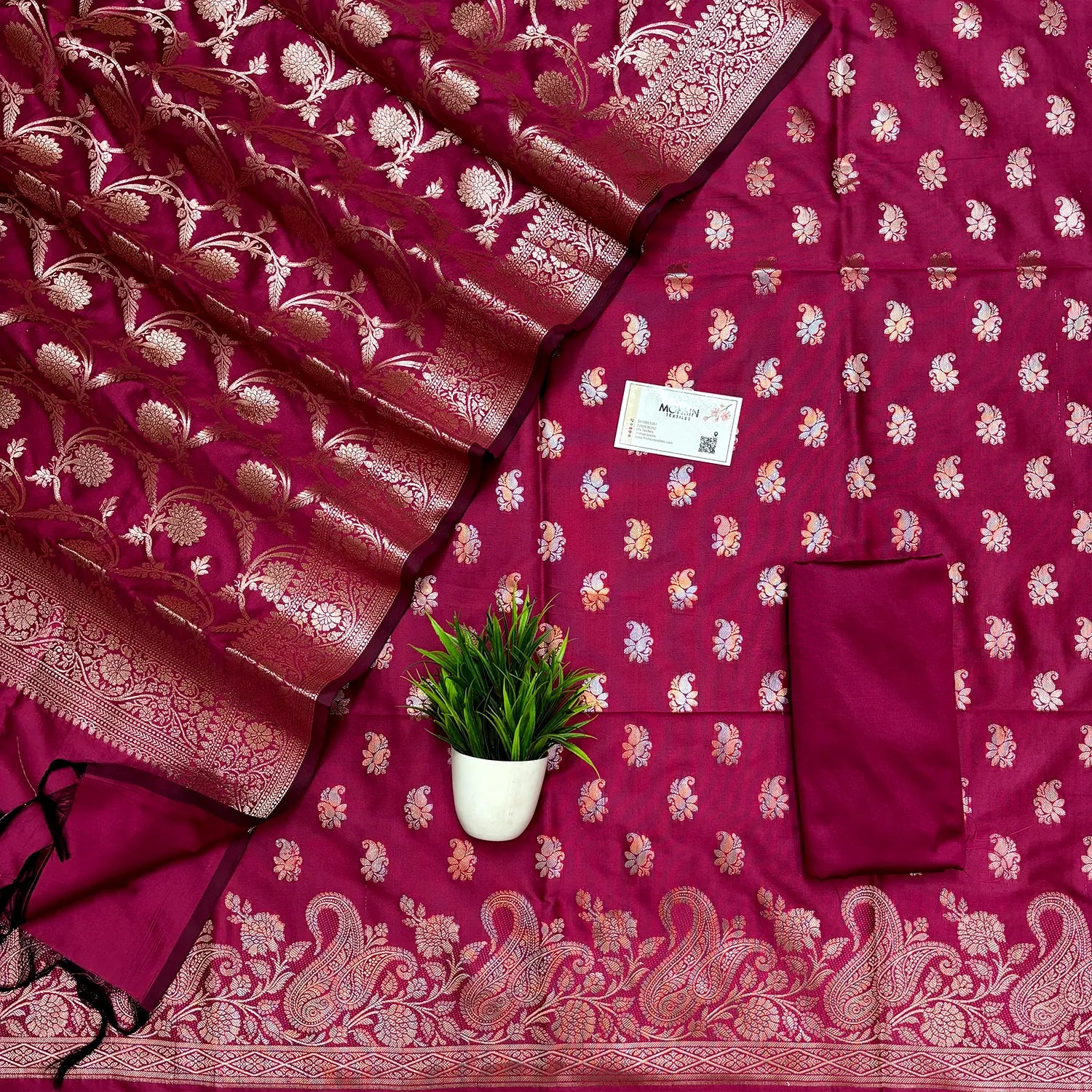 Pink Godzilla Semi Katan Silk Banarasi Suit