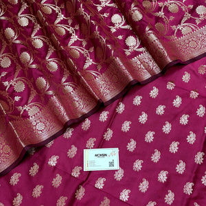 Pink Godzilla Semi Katan Silk Banarasi Suit