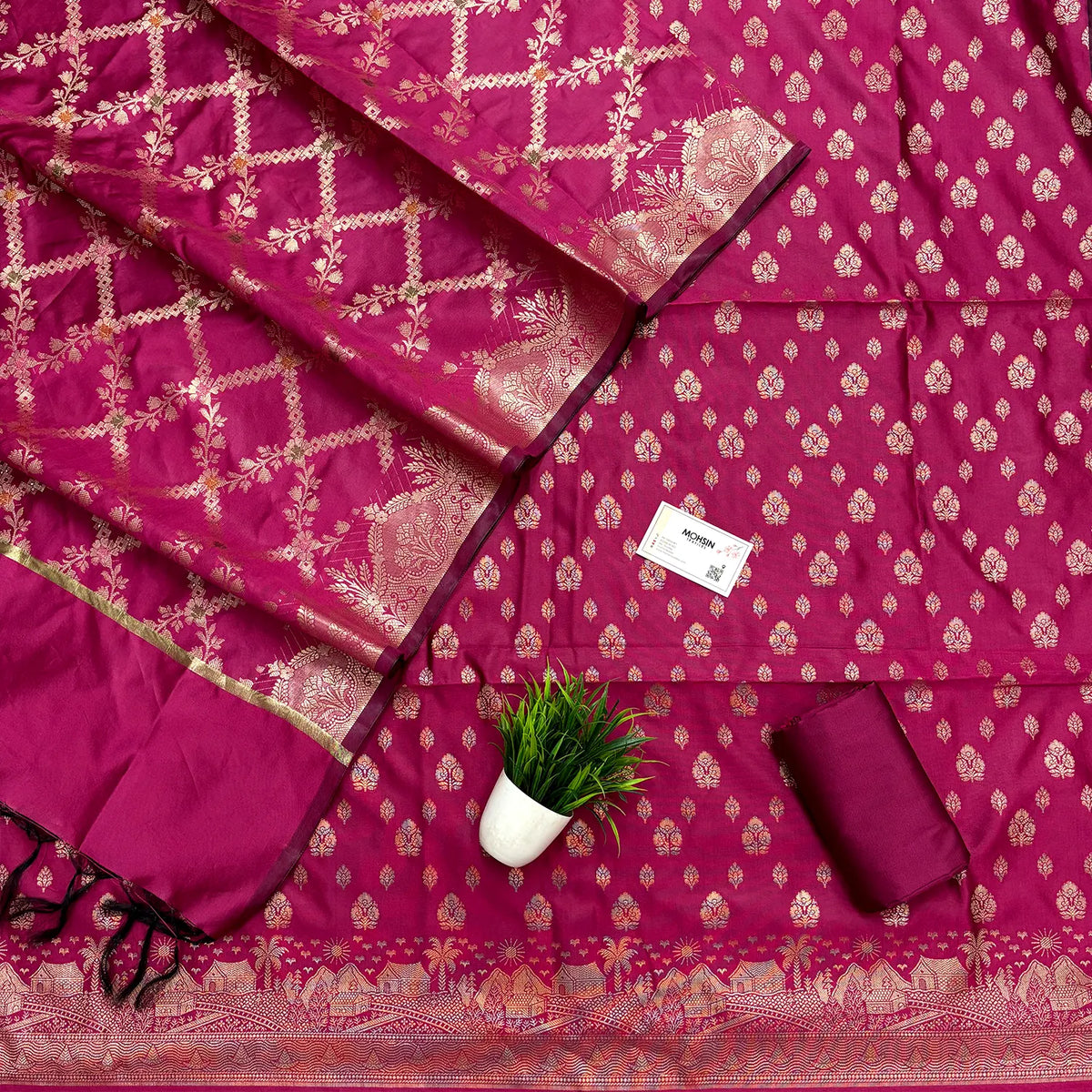 Pink Nai Basti Banarasi Silk Suit