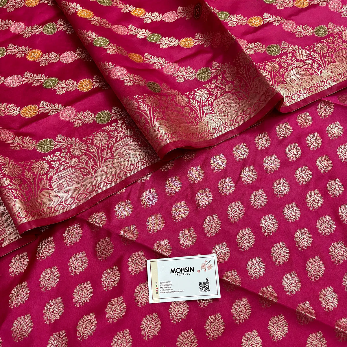Pink Golden Zari Banarasi Silk Suit