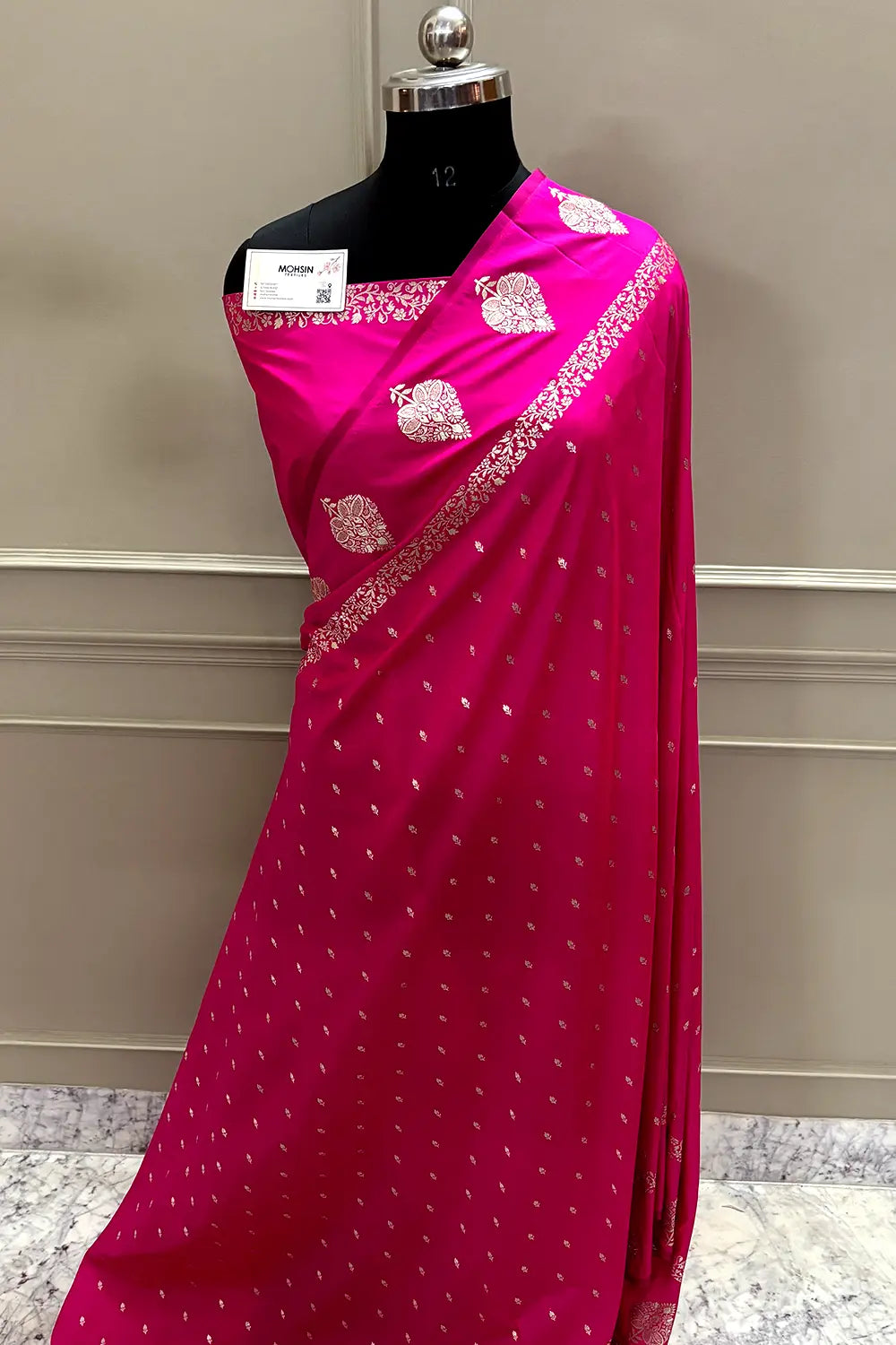 Pink Hukum Buti Katan Silk Banarasi Saree