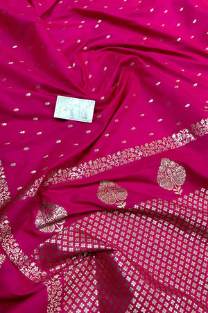 Pink Hukum Buti Katan Silk Banarasi Saree