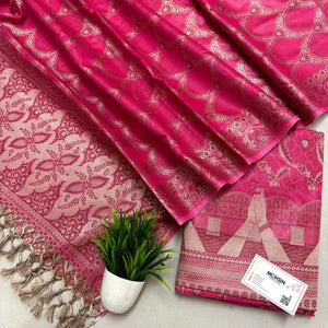 Pink Namo Ghat Cotton Silk Banarasi Suit