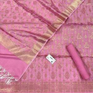 Pink With Pink Meena Katan Silk Banarasi Suit