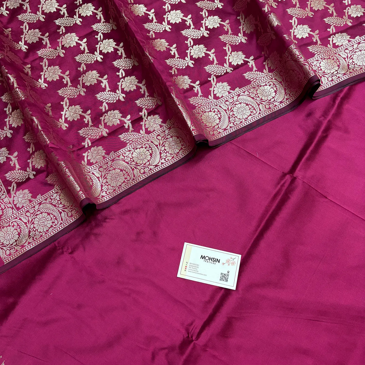 Pink Plain Ghat Semi Katan Silk Banarasi Suit