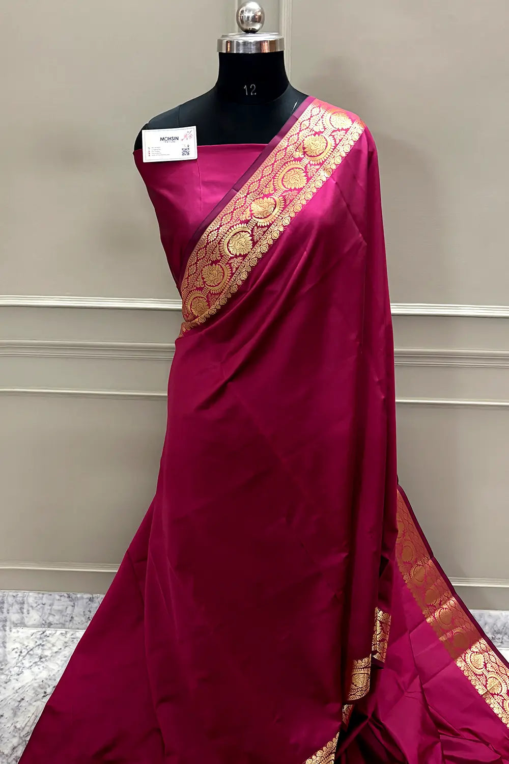 Pink Plain Semi Katan Silk Banarasi Saree