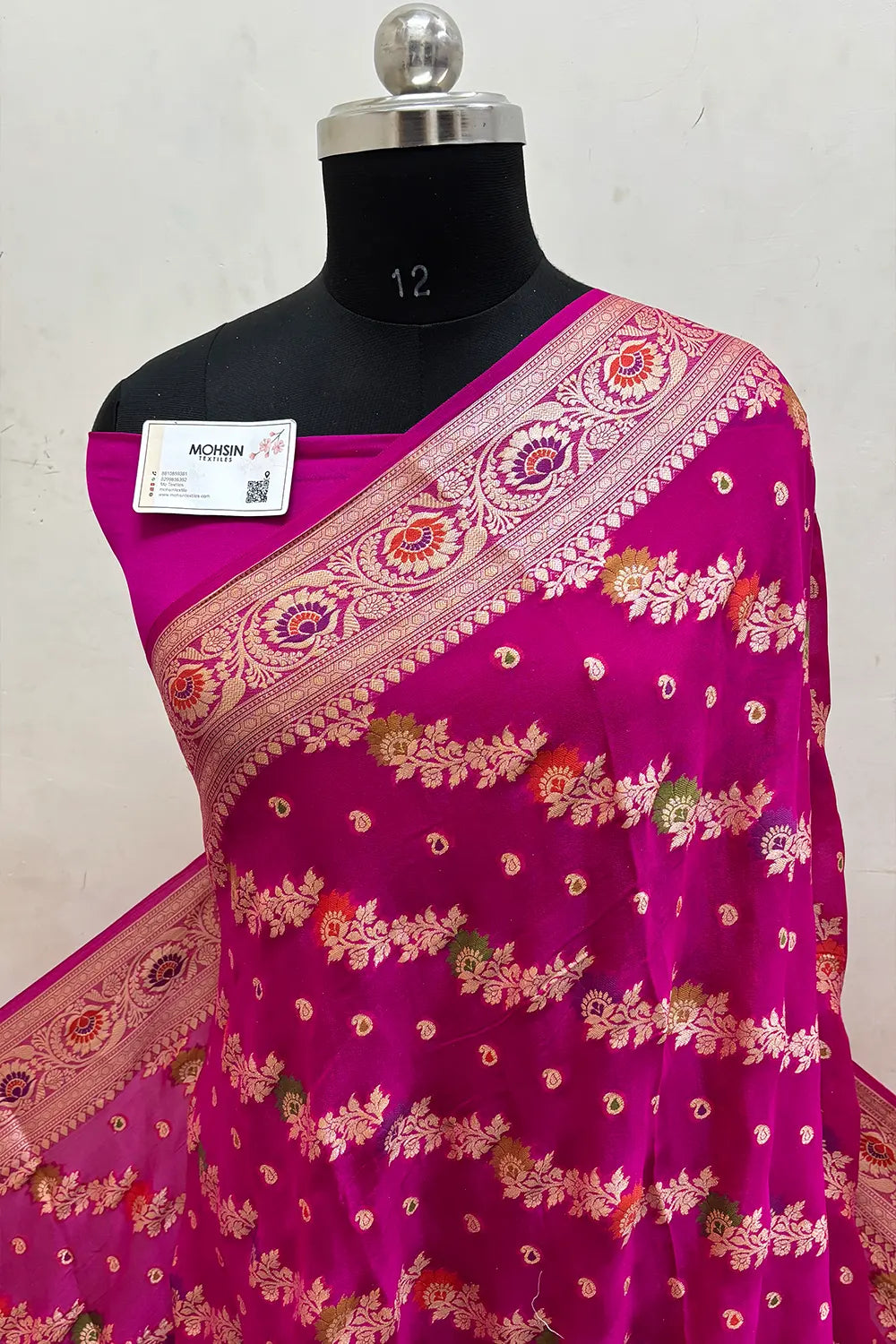 Pink Pure Khaddi Georgette Silk Banarasi Saree