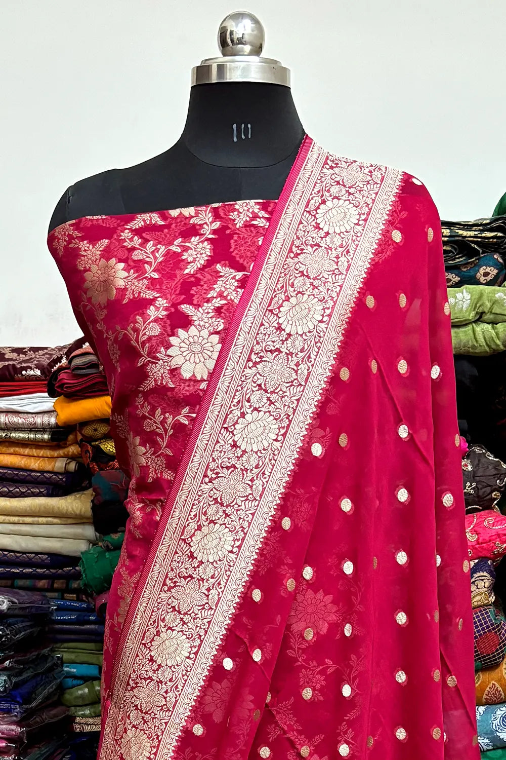 Pink Pure Viscose Georgette Banarasi Suit