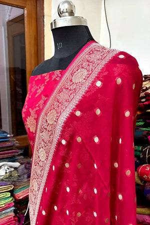 Pink Pure Viscose Georgette Banarasi Suit