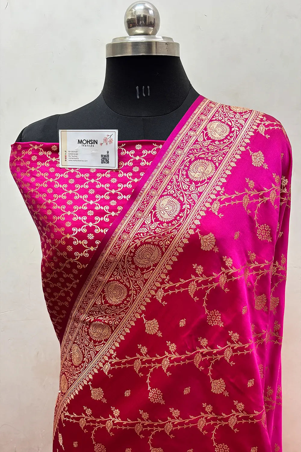 Pink Railway Katan Satin Silk Banarasi Saree