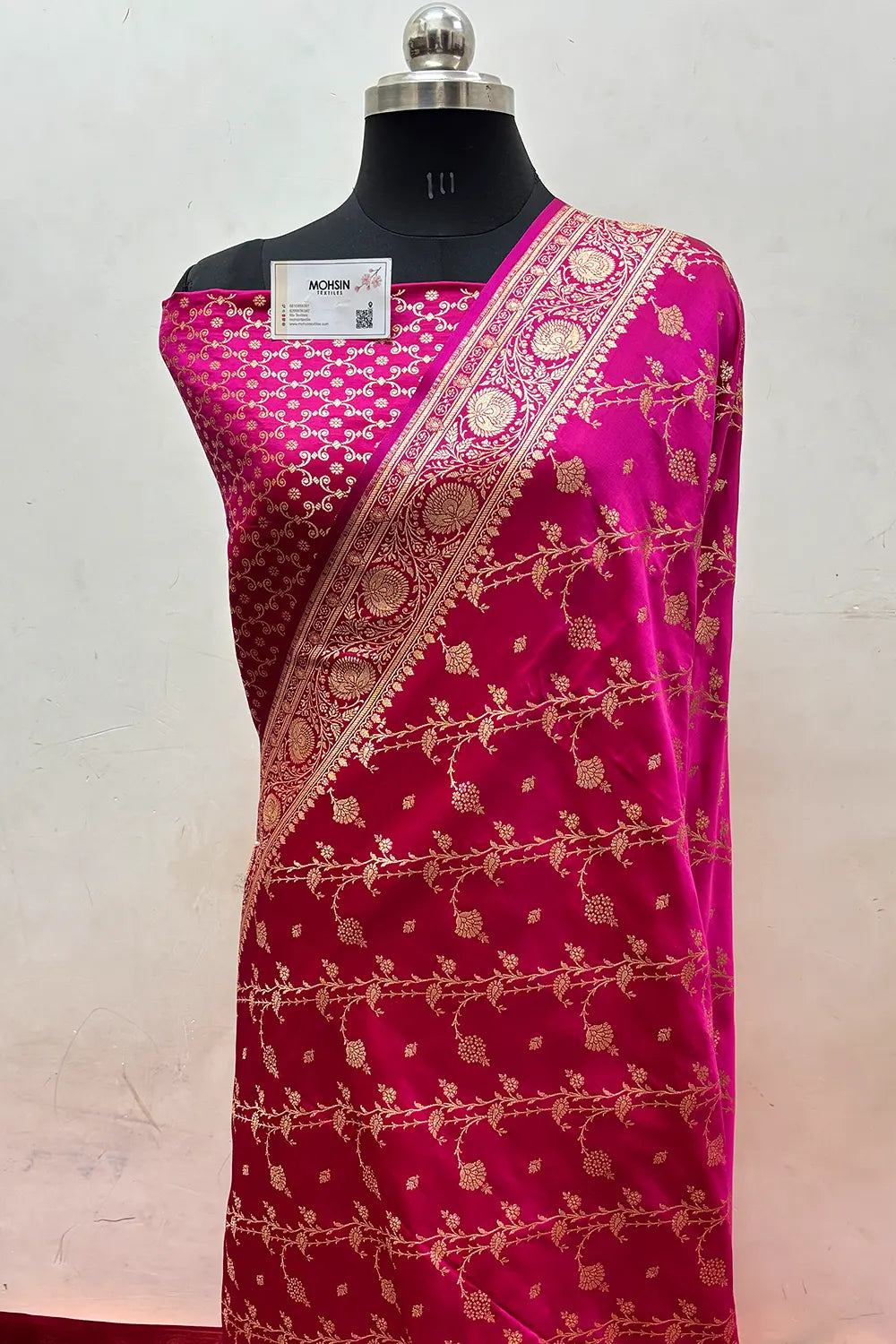 Pink Railway Katan Satin Silk Banarasi Saree