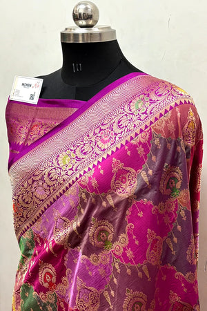 Pink Rangkaat Handloom Pure Katan Silk Banarasi Saree