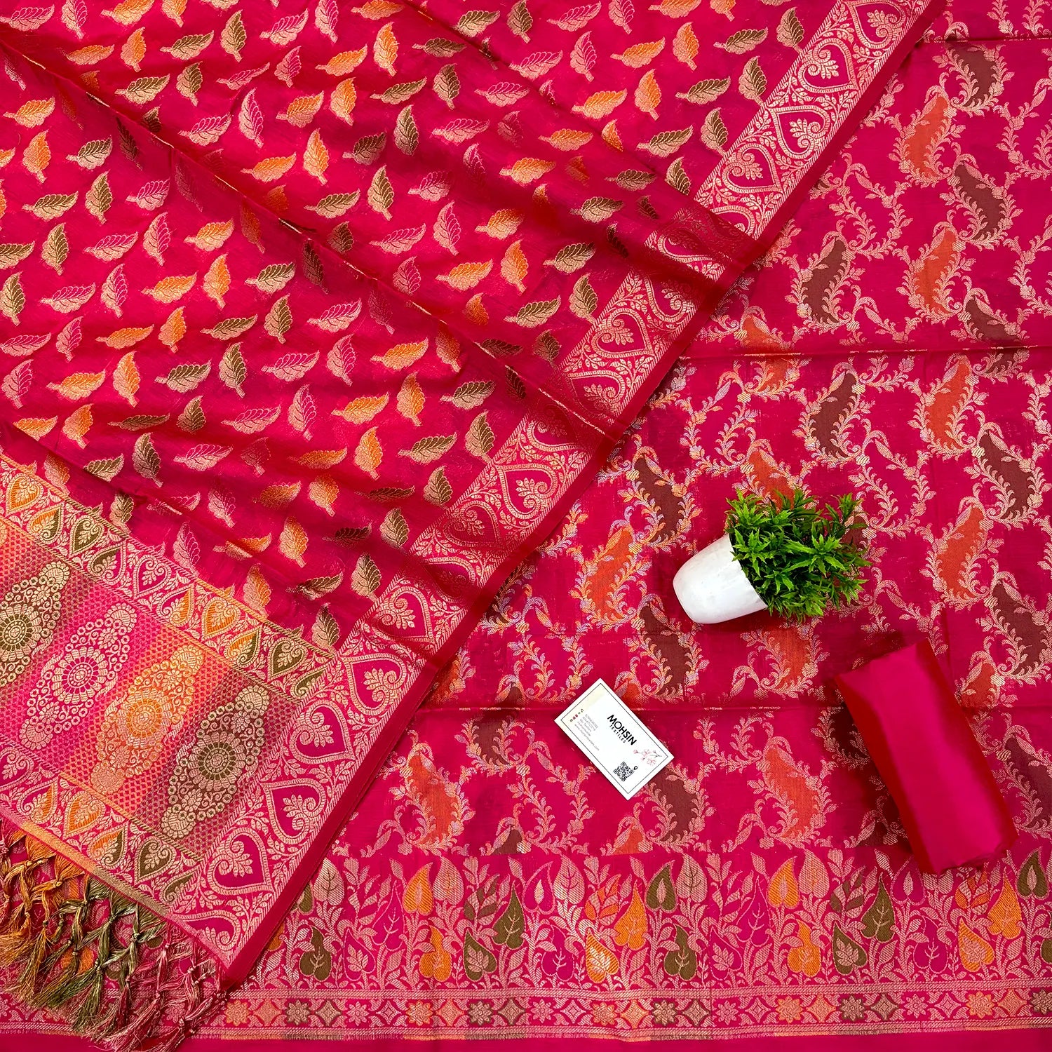 Pink Resham Banarasi Silk Suit