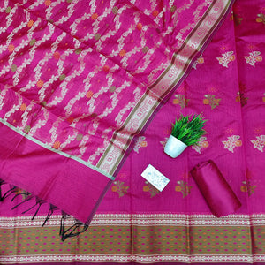 Pink Resham Banarasi Silk Suit