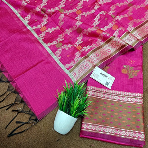 Pink Resham Banarasi Silk Suit