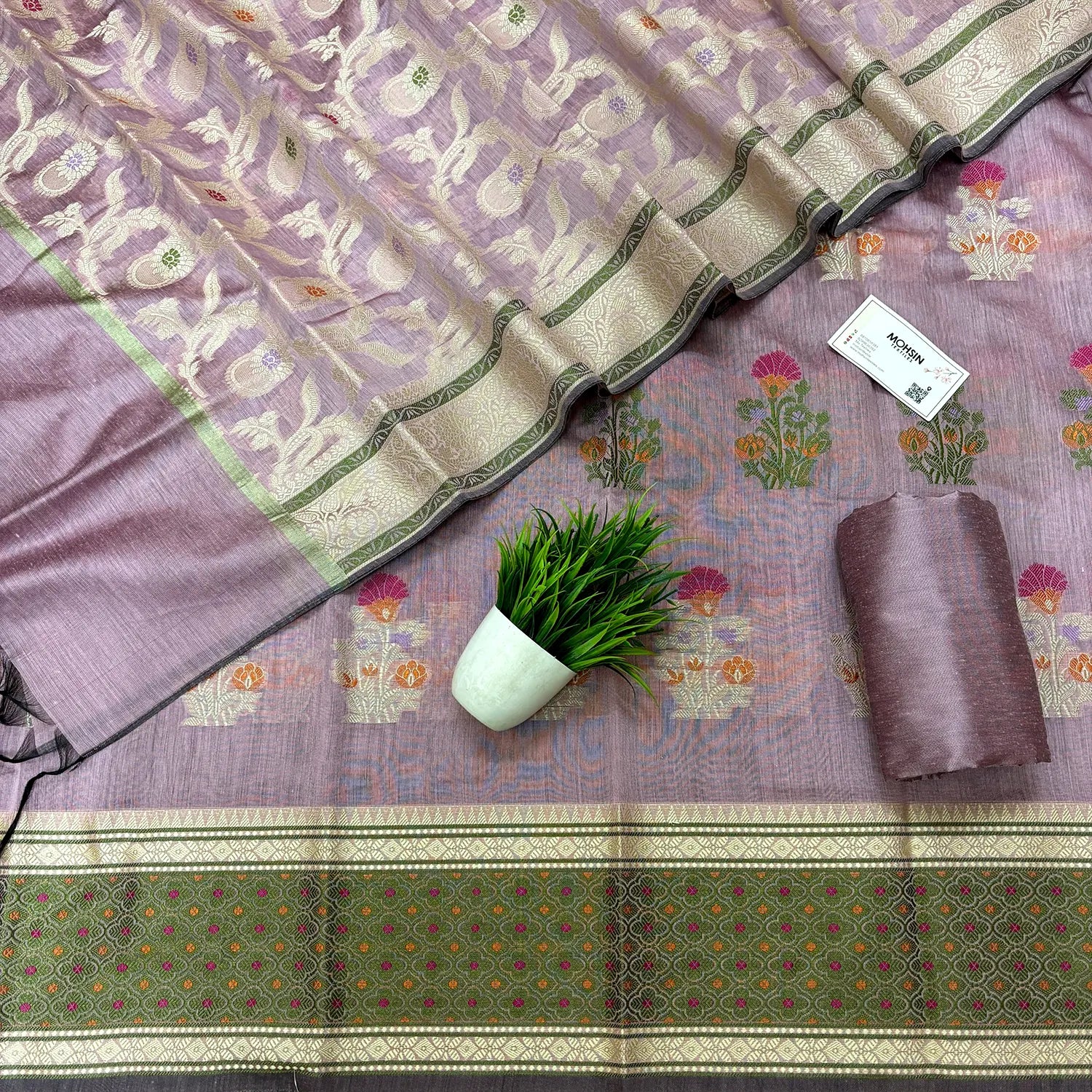 Pink Resham Banarasi Silk Suit