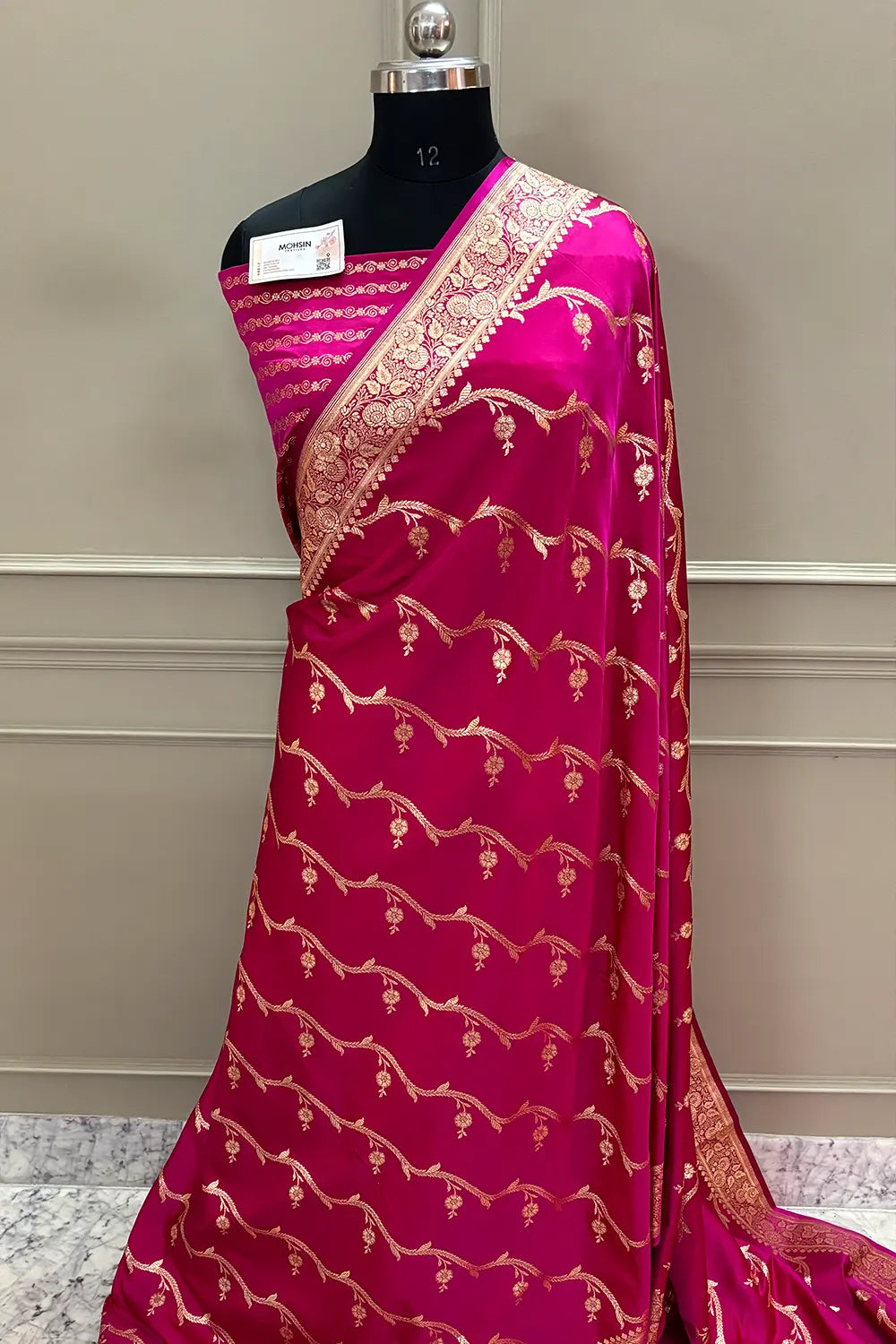 Pink Rowa Laher Katan Silk Banarasi Saree