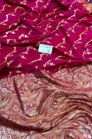Pink Rowa Laher Katan Silk Banarasi Saree