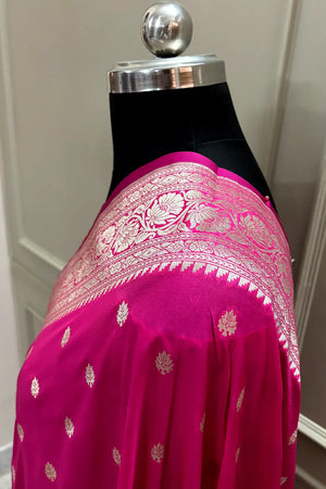Pink Rudraksha Buti Katan Silk Banarasi Saree