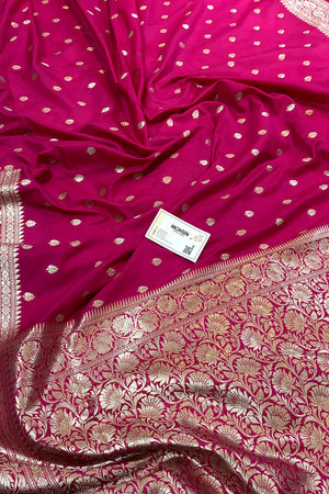 Pink Rudraksha Buti Katan Silk Banarasi Saree