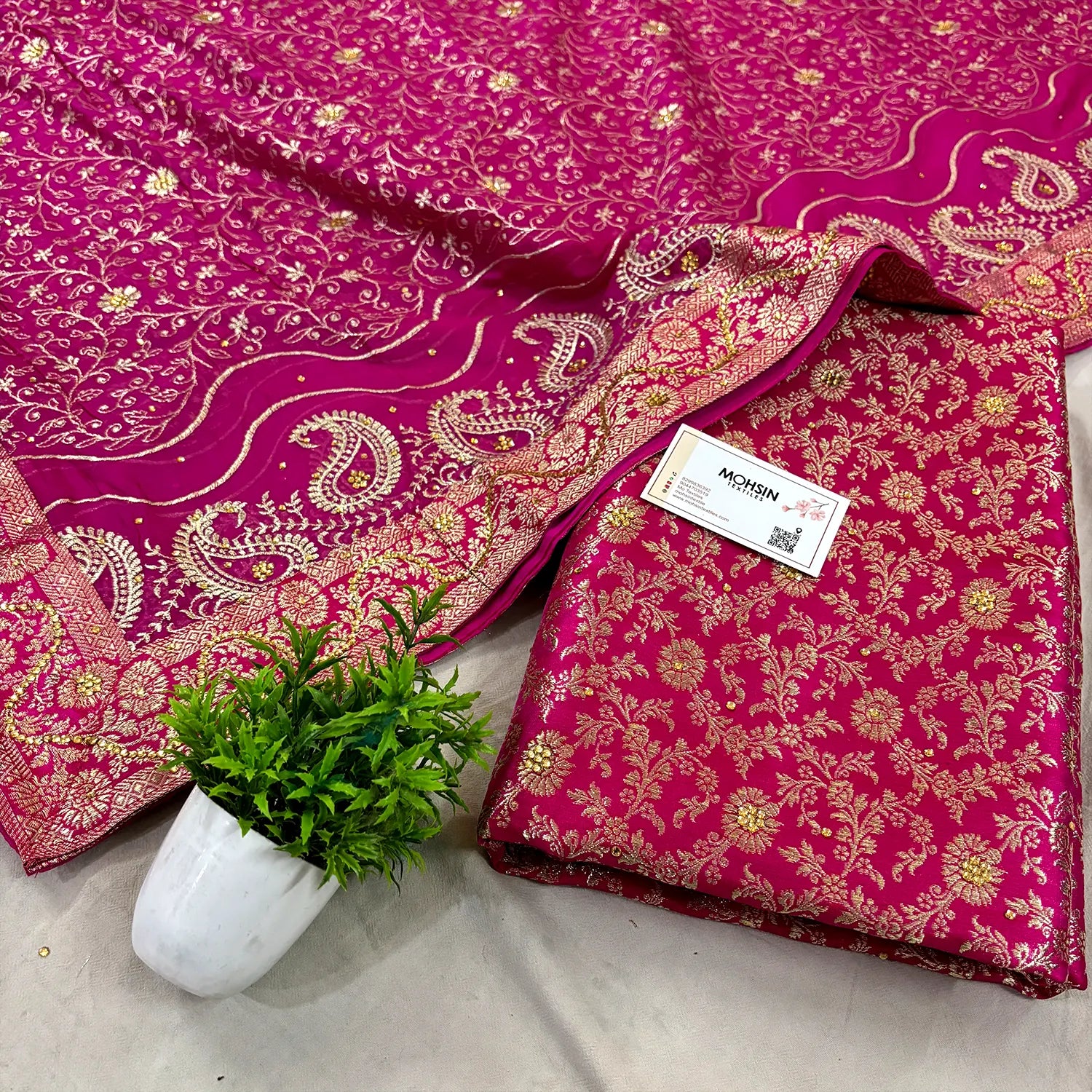 Pink Stone Work Kimkhab Silk Banarasi Gharara