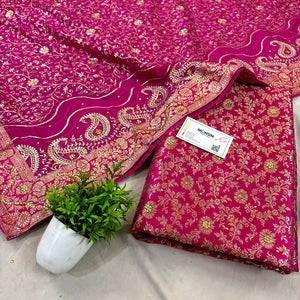 Pink Stone Work Kimkhab Silk Banarasi Gharara