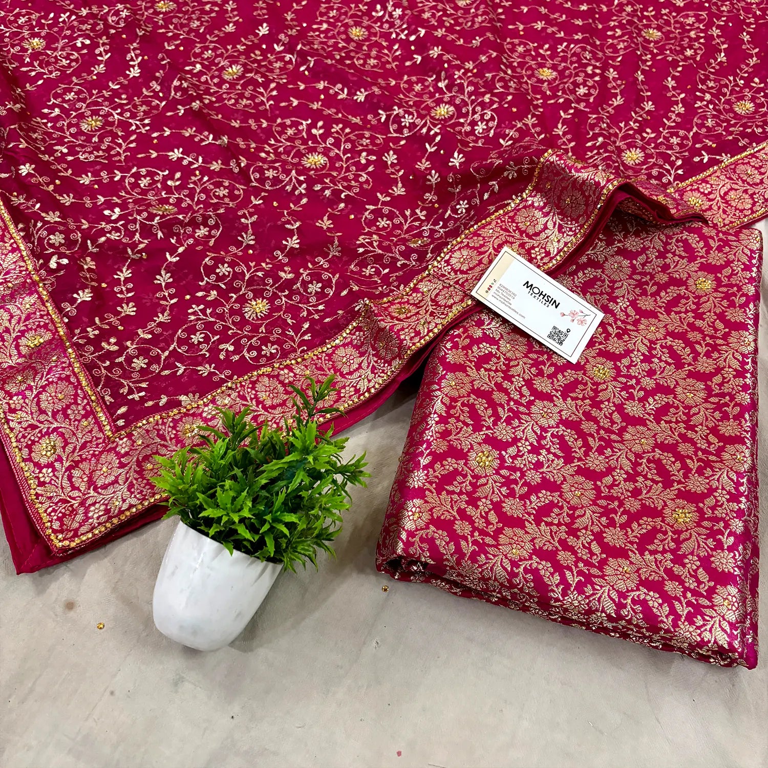 Pink Stone Work Kimkhab Silk Banarasi Gharara