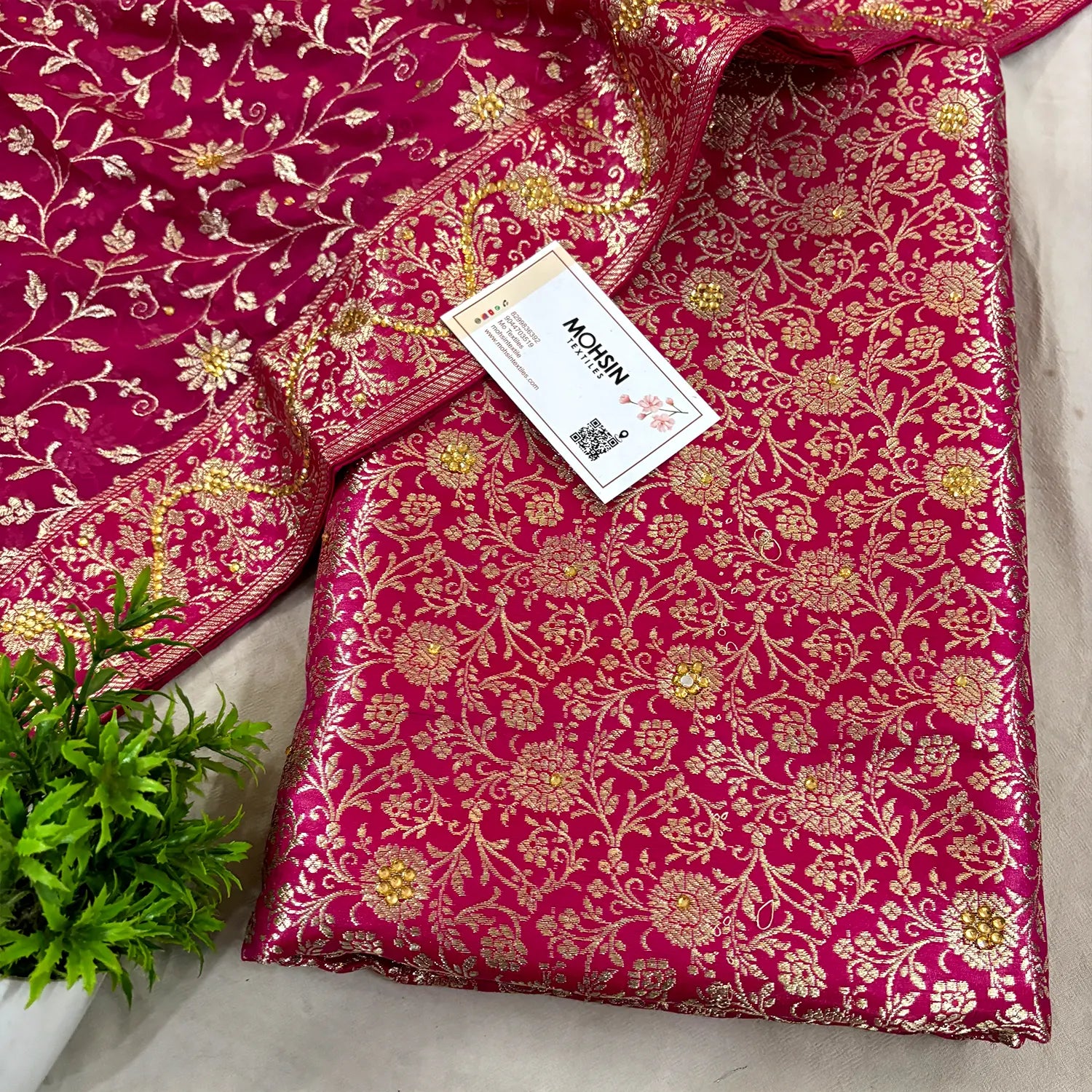 Pink Stone Work Kimkhab Silk Banarasi Gharara
