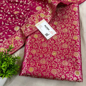 Pink Stone Work Kimkhab Silk Banarasi Gharara