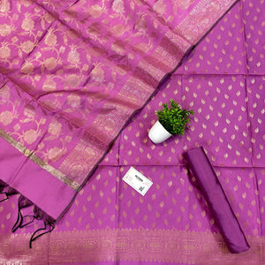Pink Sunehri Pankh Satin Silk Banarasi Suit