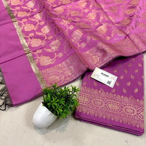 Pink Sunehri Pankh Satin Silk Banarasi Suit