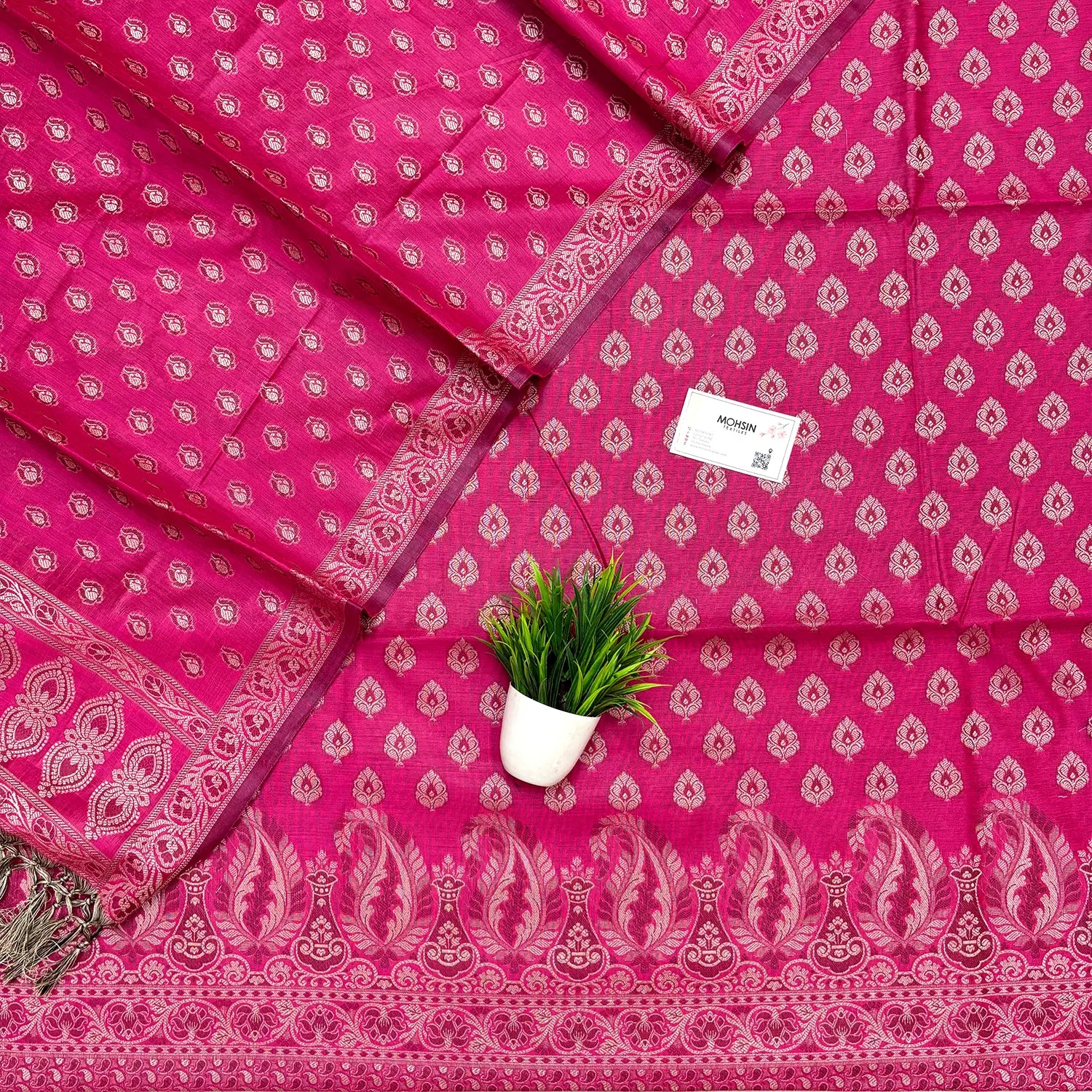 Pink Surahi Paan Cotton Silk Banarasi Suit