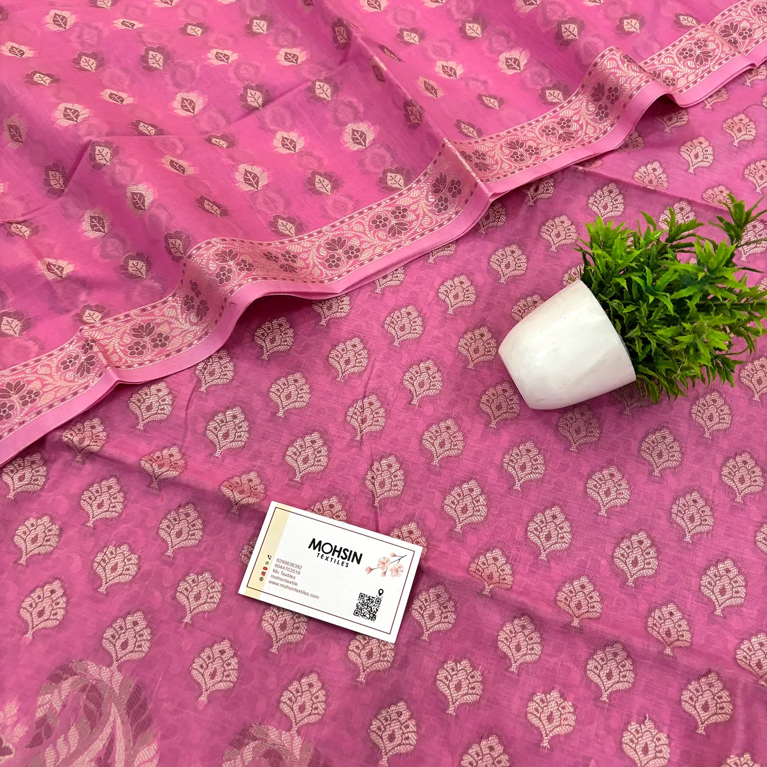 Pink Surahi Tree Cotton Silk Banarasi Suit