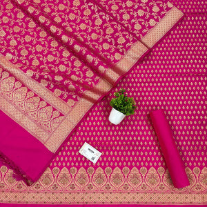 Pink Swarovski Kalli Buti Katan Silk Banarasi Suit